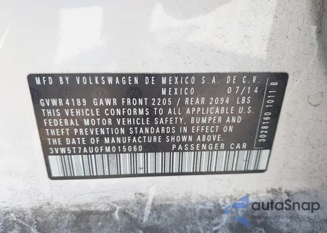 2015 Volkswagen Golf Gti 2.0T Se 4-Door из США, поврежденный, VIN 3VW5T7AU0FM015060